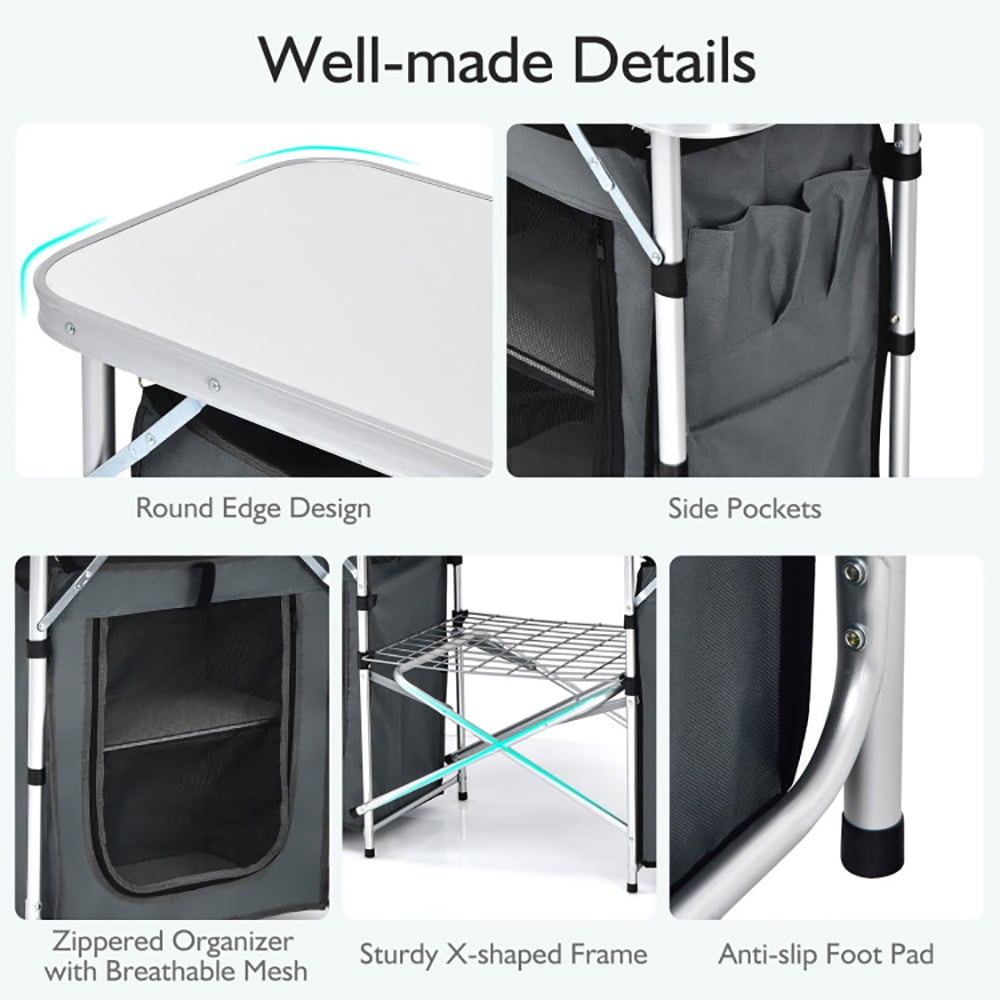 Aimee Lii Folding Camping Table with Storage Organizer, PorTable Tables Folding