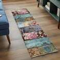 thumbnail image 3 of 2'x6' Rug Runners for Hallways Kitchen, Vintage Flower Non Slip Entryway Beside Floor Carpet Runner, Retro Botanical Floral Wooden Washable Laundry Room Bedroom Throw Rugs Mat for Family Pet, 3 of 8