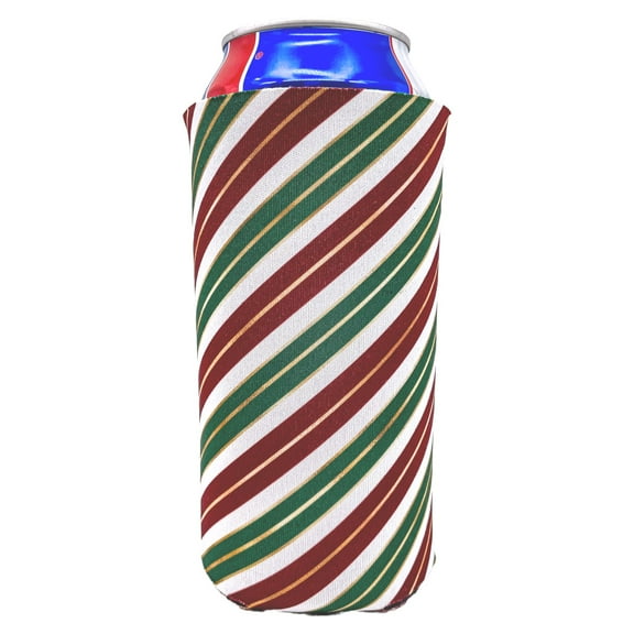 Christmas Stripes Pattern 24 oz. Can Coolie