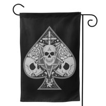 Skull Ace Of Spades Garden Flag 12.5"X18" Outdoor Indoor Garden Decor Porch Banner Sign With Grommets Uv Fade Resistant