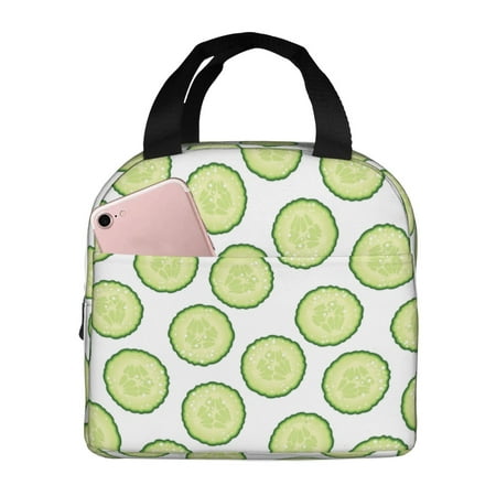 Insulated Lunch Bag for Women Men - Cucumber slices white Leakproof Cooler Lunch Box for Women Men  Lunch Tote Bags for Work School Picnic Travel