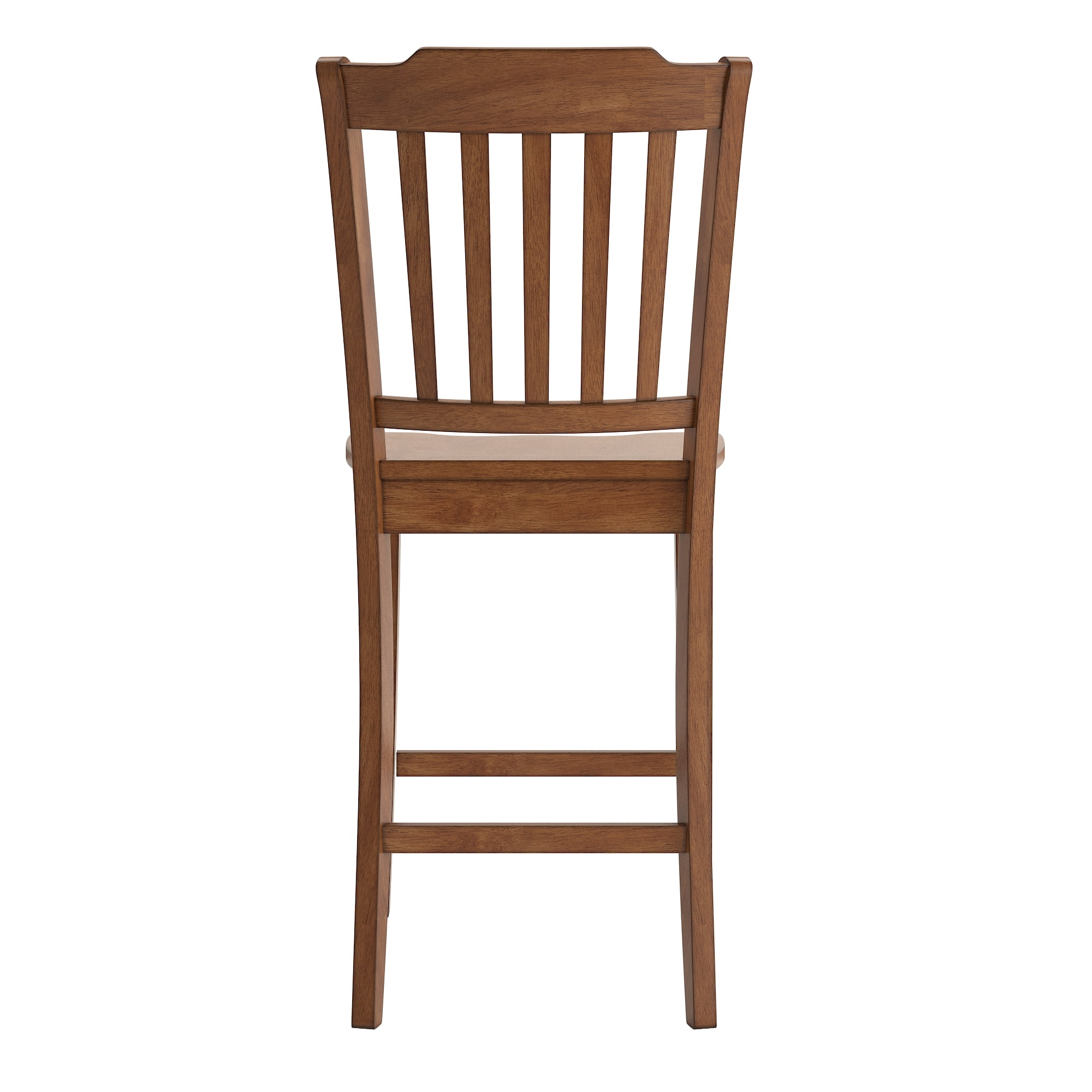Weston Home Farmhouse Vintage Slat Back Solid Wood Counter Height Chair, Set of 2, Oak