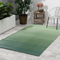 Fab Habitat Ombre Outdoor Rug - Waterproof, Fade Resistant, Crease-Free - Premium Recycled Plastic - Striped - Patio, Porch, Deck, Balcony - Big Sur - Green - 5 x 8 ft