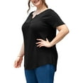 thumbnail image 4 of a.Jesdani Womens Plus Size Tunic Tops Short Sleeve Casual Floral Henley Shirts m-4x, 4 of 11