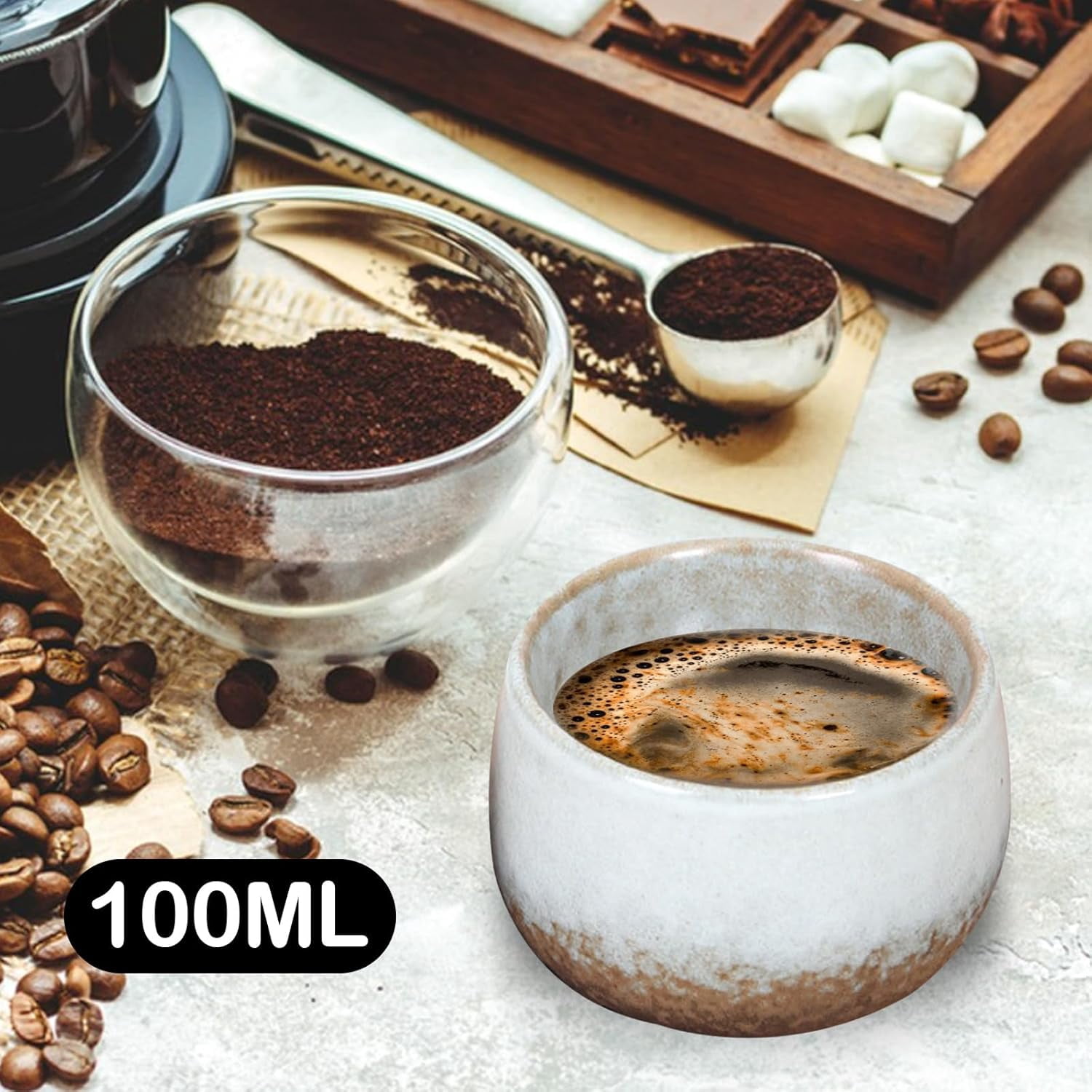 5Pcs 100ml Espresso Coffee Mugs, Ceramic Coffee Mug, Small Tea Cup, Espresso Cup, Espresso Coffee Mug, Great for Birthday, Travel