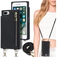 thumbnail image 3 of Crossbody Wallet Case for iPhone 8 Plus/iPhone 7 Plus with Card Slot Holder,Magnetic Flip Folio Purse Case, PU Leather Zipper Handbag with Detachable Lanyard Strap 5.5 Inch (Black), 3 of 16