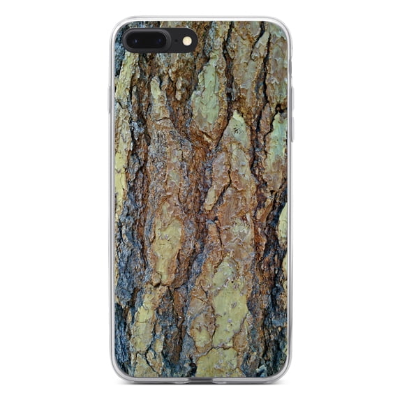 DistinctInk Clear Shockproof Hybrid Case for iPhone 7 PLUS / 8 PLUS (5.5" Screen) - TPU Bumper, Acrylic Back, Tempered Glass Screen Protector - Yosemite Redwood Bark