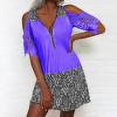 thumbnail image 1 of Robes d'Été Robe d'Été Casual Mode Sexy Été V Cou Manches Courtes Robe Imprimée en Vrac Pourpre M, 1 of 6