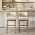 thumbnail image 5 of ONEVOG Kitchen Mid-Century Wooden Counter Height Bar Stools Set of 2, 26.2 Inch Linen Chairs with Brushed Brown Wood Legs, Beige, 5 of 10