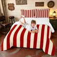 thumbnail image 3 of Manfei Classic Stripe Queen Comforter Set, Red Beige Comforter Sets Queen, Red Cream, Reversible 3-Piece, 1 Comforter and 2 Pillowcases, 3 of 6