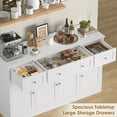 thumbnail image 5 of Homfa 55"W Sideboard Buffet Cabinet with Adjustable Shelves &  3-Drawers, 4 Doors Kitchen  Storage Cabinet, Coffee Bar Cabinet for Dining Living Room, White, 5 of 7