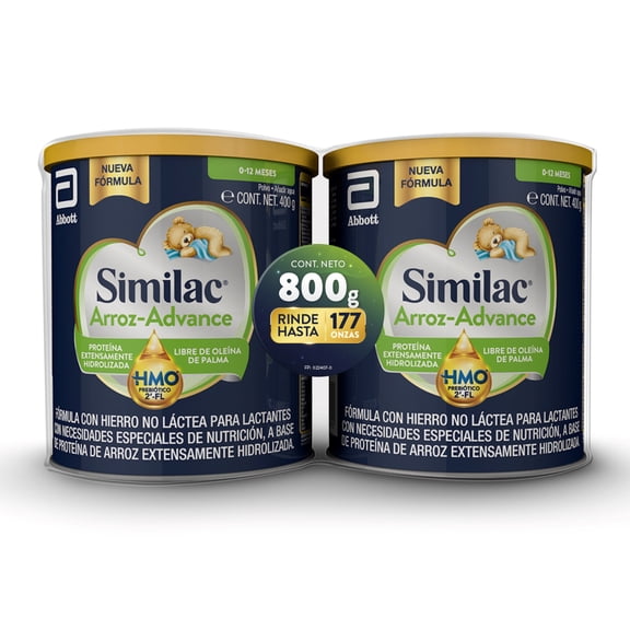 Fórmula no láctea, base proteína de Arroz Similac Arroz Advance 2x400g
