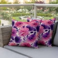 thumbnail image 4 of Spring Floral Pillow Covers 2 Pack Pink Purple Wildflowers Plants Leaf Linen Texture Pillowcase Waterproof Outdoor Throw Pillow Cover for Patio Garden Square Cushion 26”x26”, 4 of 9