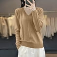 thumbnail image 2 of VSSSJ Womens V Neck Sweaters Loose Fit Soft Solid Color Long Sleeve Casual Warm Knit Fall Winter Base Layer Sweater Pullover Tops Khaki L, 2 of 7