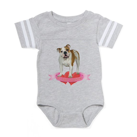 CafePress - Bulldog Valentine - Cute Infant Baby Football Bodysuit