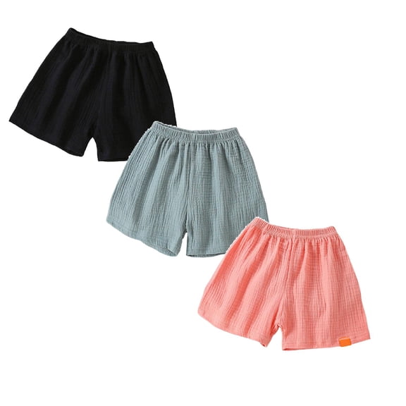 Hudaneo 3 Pack Toddler Boy Cotton Shorts Boys Casual Shorts Pull-on Shorts Soft Baby Boy Shorts for Summer, 1-10Y