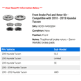 thumbnail image 2 of Front Brake Pad and Rotor Kit - Compatible with 2010 - 2015 Hyundai Tucson 2011 2012 2013 2014, 2 of 2