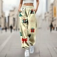 thumbnail image 2 of Women Christmas Outfit Women's Festive Holiday Christmas Tree Print Drawstring Joggers Comfortable High Waisted Casual Sweatpants With Side Pockets Yellow XL, 2 of 4