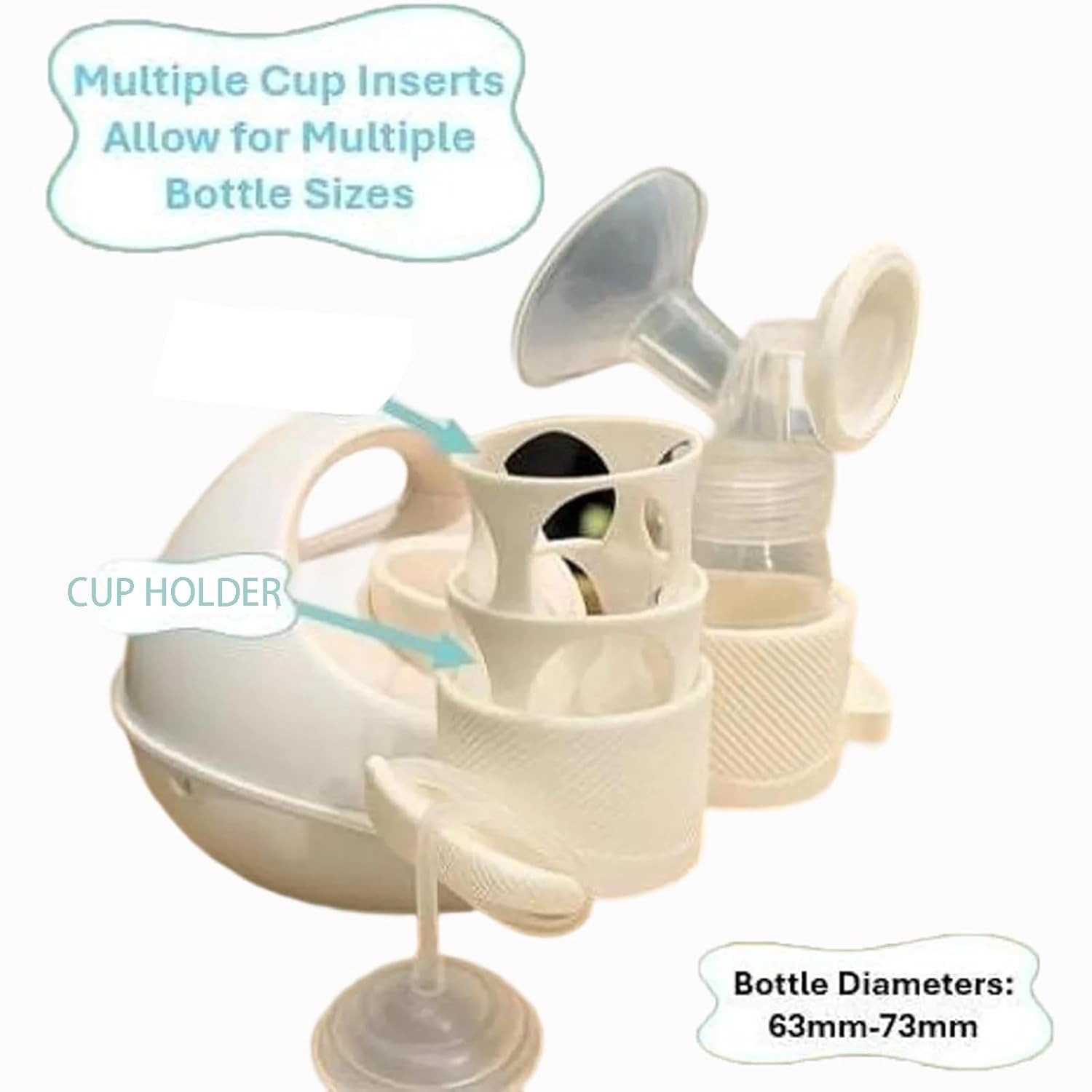 Bottle & Hose Holder for Spectra Breast Pump | Fits All S1 S2 Versions | Organize and Simplify Your Pumping Journey | Functional Design for Easy Use (White-Pink)