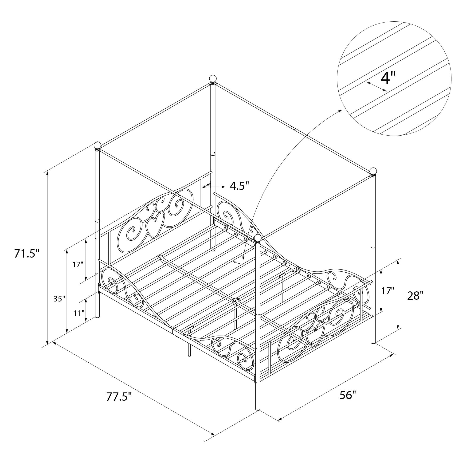DHP Canopy Metal Bed, Full, Off White