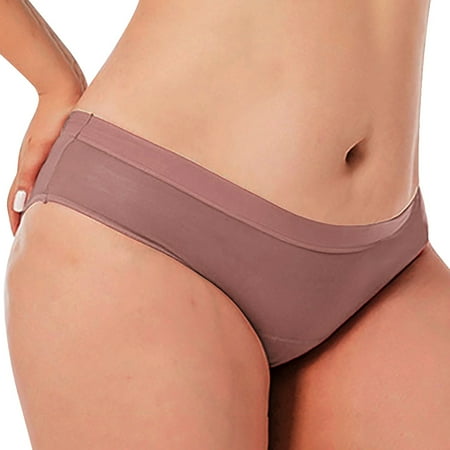 Alitao Period Underwear Cotton Underwear Womens Underwear Leak Proof Absorption Large Breathable Conservative Low Waist Fiber Physiological Pants Plus Size Underwear Panties for Women Brown 4XL