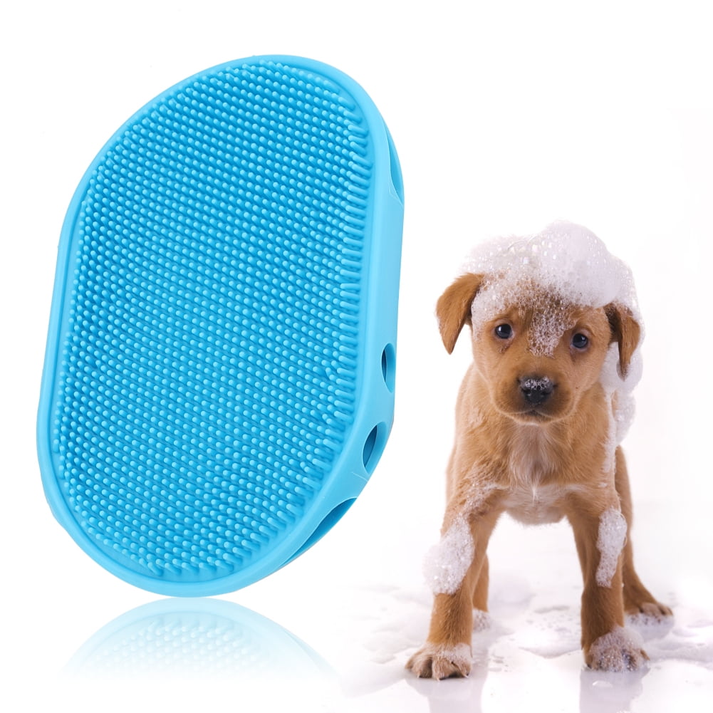 Tebru Pet Dog Rubber Cleaning Showing Massage Brush with Round Tooth Needle,Dog Massage Brush