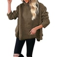 thumbnail image 4 of Mujeres Color sólido Solapa Casual Manga larga Tops Sudadera Pullover Camisas Blusa Pompotops  gfhjh13975, 4 of 8