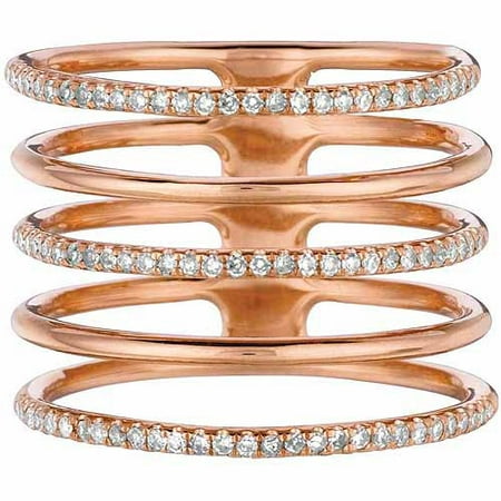 0.33 Carat T.W. Diamond 14kt Rose Gold Alternating 5-Row Fashion Ring