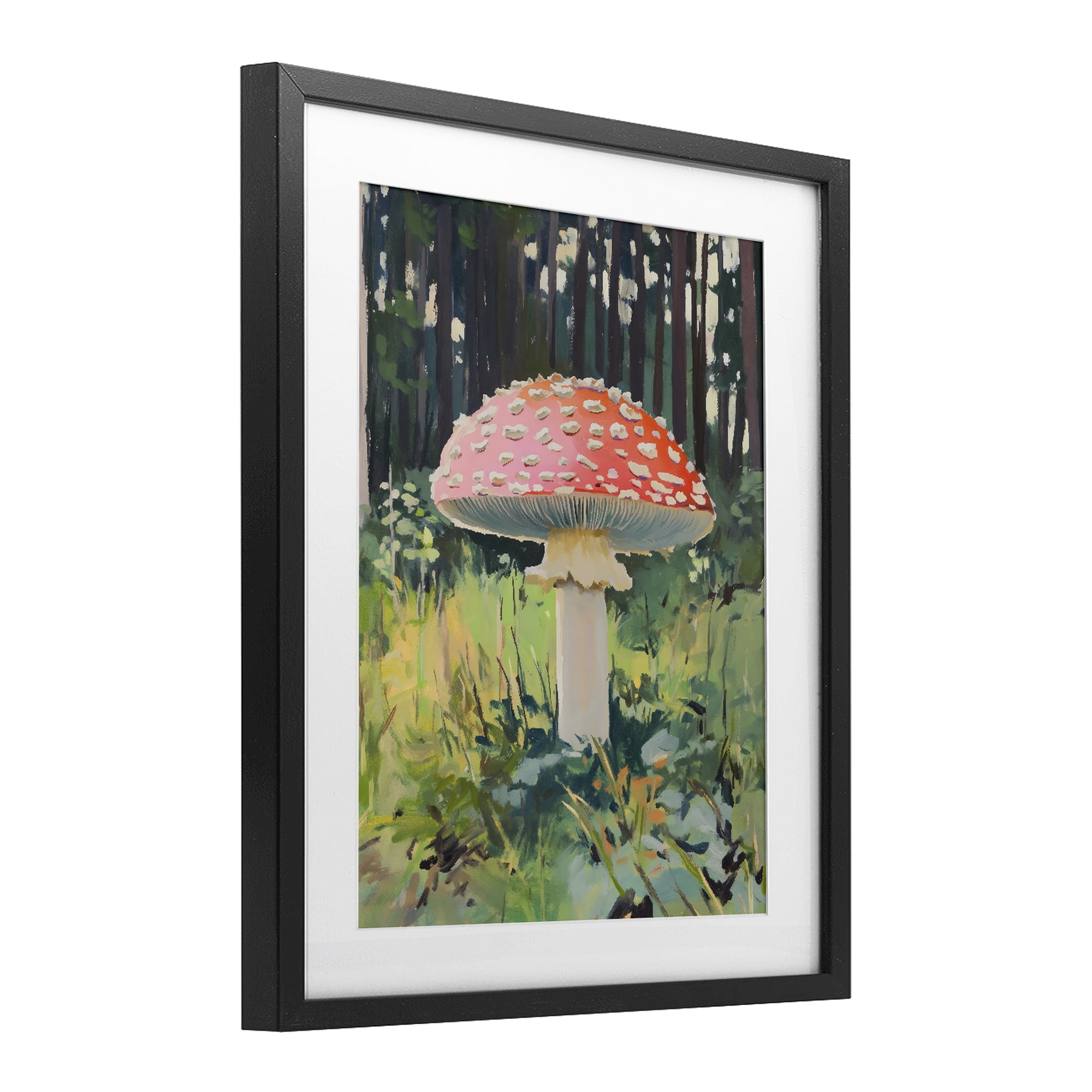 Stupell Industries Red Mushroom in Sunlit Forest Black Framed Print Under Glass, design by The Prints Vibe