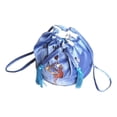 thumbnail image 2 of Mochila de gimnasio, bolsa de baile para mujer, bolsa de terciopelo suave con cordón, ideal para la escuela, Azul S, 2 of 9