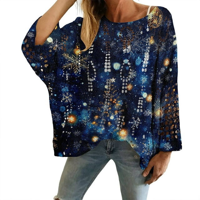 Chandails de Noël pour Femmes 2025 Col Rond Hiver Mignons Pulls