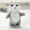 Lovely Talking Plush Hamster Toy Can Change Voice Record Sounds Nod Head or Walk Early Education for Baby gray and walking; height:18cm