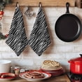 thumbnail image 6 of Black Striped Kitchen Towels Set of 1, Retro Wave Lines Texture Simple Absorbent Dish Towels for Kitchen, Microfiber Hand Towel, Quick Drying Tea Towel for Cleaning Decorative Dishcloths, 6 of 7