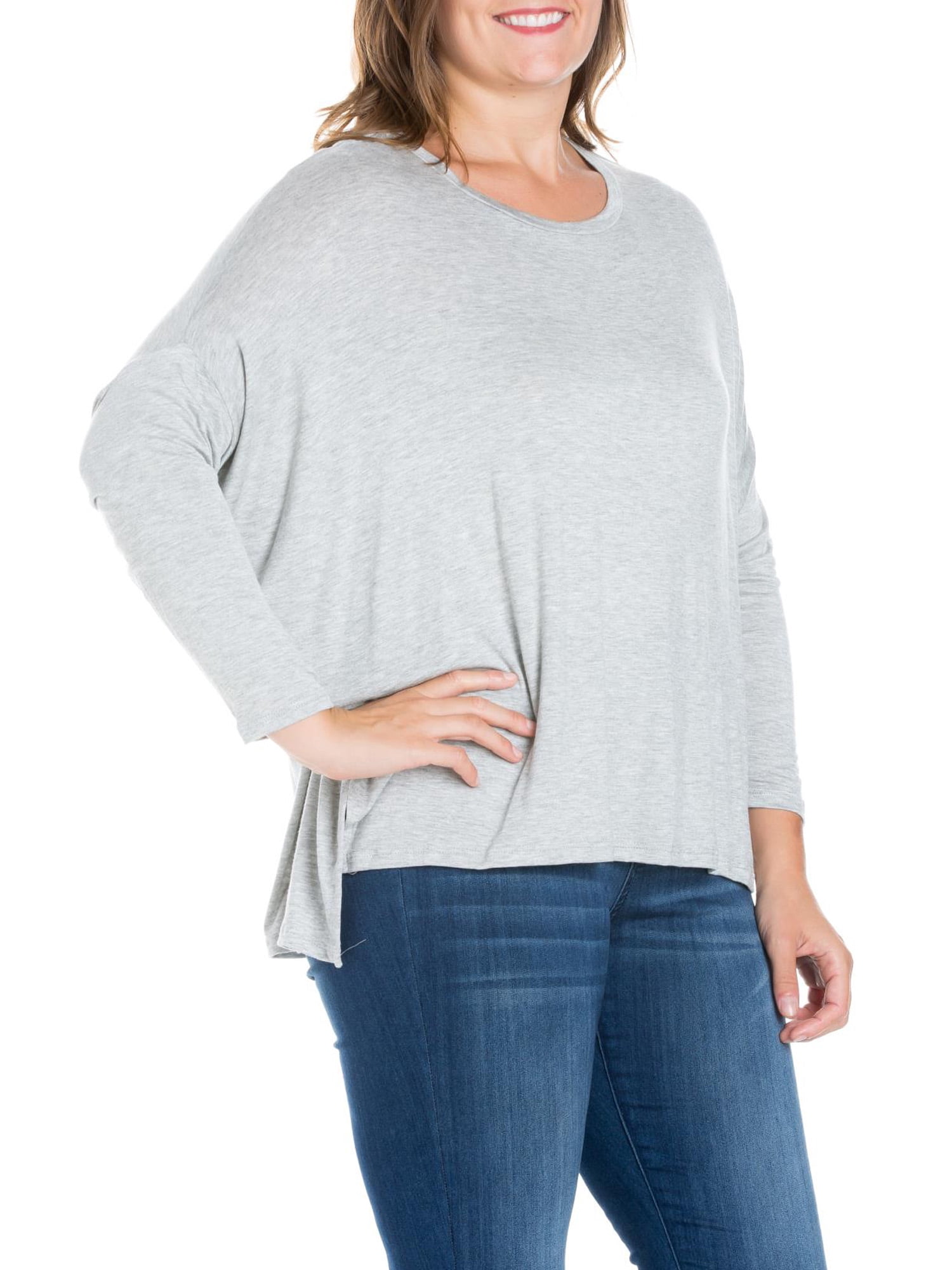 24/7 Comfort Apparel Women's Plus Size Oversized Long Sleeve Dolman Top