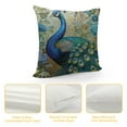 thumbnail image 4 of Nawypu Teal Peacock Throw Pillow Covers, Watercolor Blue Teal Vintage Turquoise Peacock Gifts Microfiber Fabric Decoration Pillowcases Home Sofa Couch Bed Decor Square Pillow Cases, 4 of 5