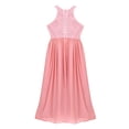 thumbnail image 3 of DPOIS Kids Floral Lace Flower Girl Dress Shiny Halter Neck Long Maxi Gown Pink 8, 3 of 6