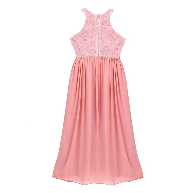 Alvivi Girls Wedding Bridesmaid Party Gown Halter Neck Floral Lace Dress  6-16 - Walmart.com