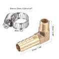 thumbnail image 3 of Uxcell Brass Hose Barbed Fitting Elbow Right Angle Pipe Connector with Stainless Steel Hose Clamps G1/8, 3 of 5