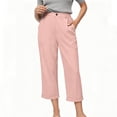 thumbnail image 5 of Hilenly Womens Cotton Capri Pants High Waisted Pleated Wide Leg Capris Summer Casual Work Slacks with Pockets, 5 of 8
