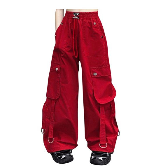 Cargo Pants for Girls Casual Girls Elastic Waist Drawstring Pants Baggy Pants Girls Wide Leg Girls Pants Girls Cargo Pants Size 6-7 Years