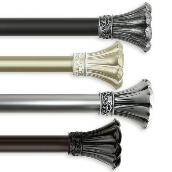 1" Dia Adjustable 66"-120" Curtain Rod with Regulu Finials - Black,(100-02-662)