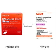 Mucus Relief PE Guaifenesin 400 mg Expectorant and Phenylephrine 10 mg Nasal Decongestant Generic for Mucinex Sinus Tablets 60 ea. Per Bottle Pack of 3 Total 180 Tablets