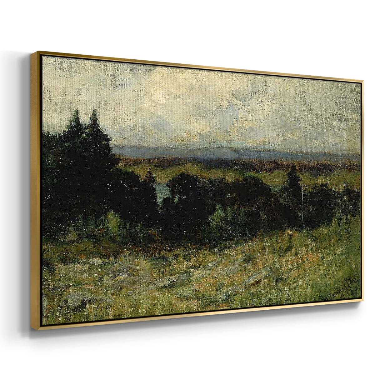 Vintage Landscape-MIII By Wexford Home Framed in Gold Wood Gallery Wrapped Canvas 25 in. x 37 in.
