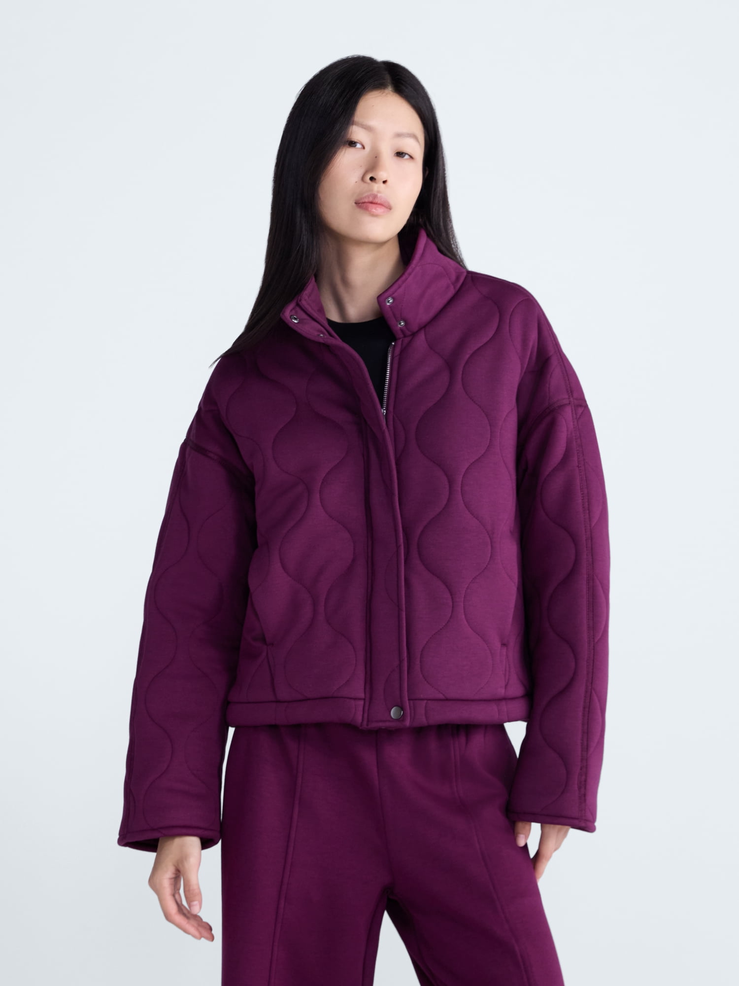 Scoop Women's and Women's Plus Scubaknit Quilted Jacket, Sizes XS-4X