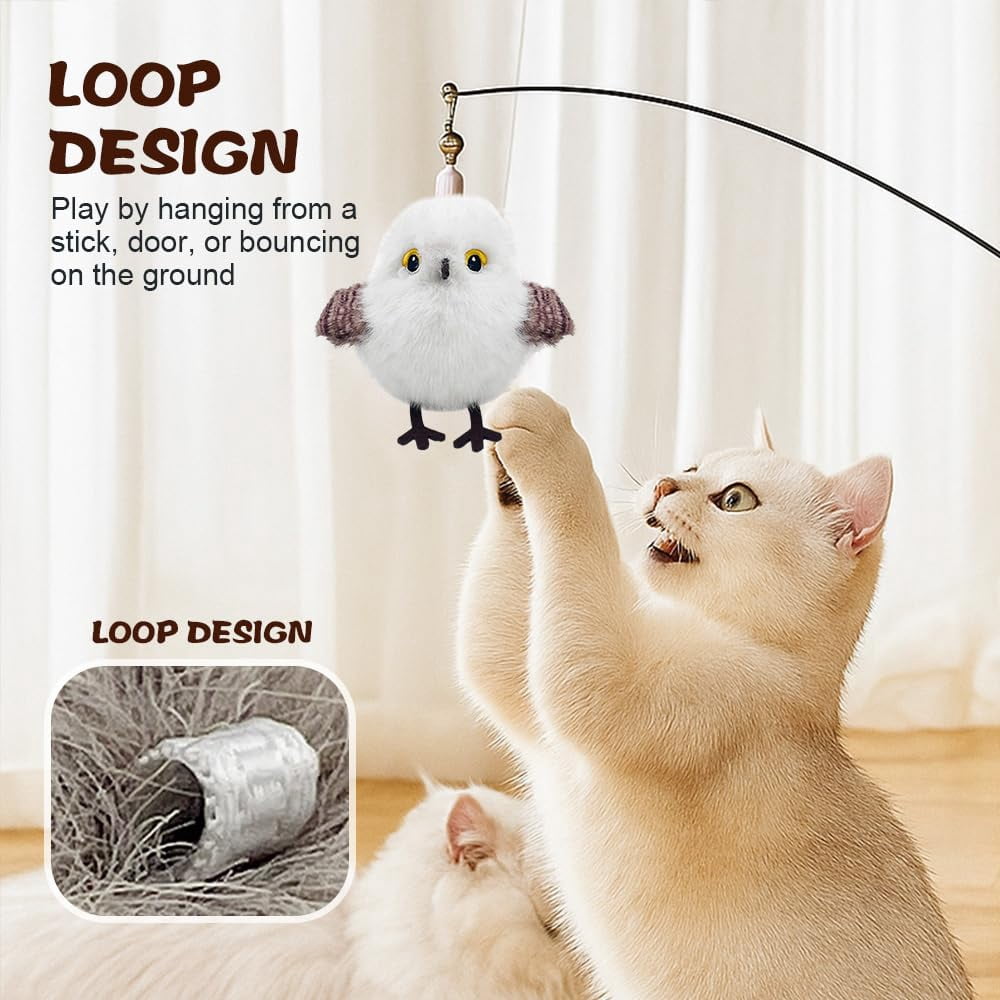 2026 Upgraded Interactive Flying Chirping Bird Toys, Flapping Bird Cat Toy,Rechargeable Cat Toy with Touch Activated for Indoor Cats（cuckoo）