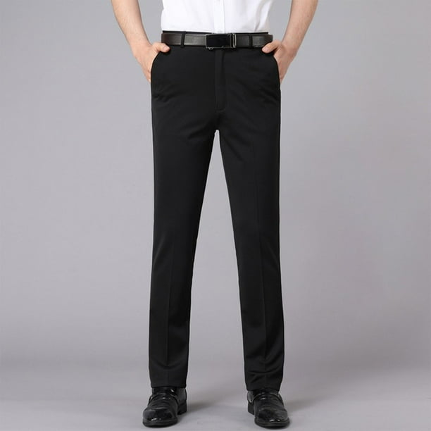 Pantalones de traje de color liso para hombre, de negocios, informales, de moda, largos, para hombre