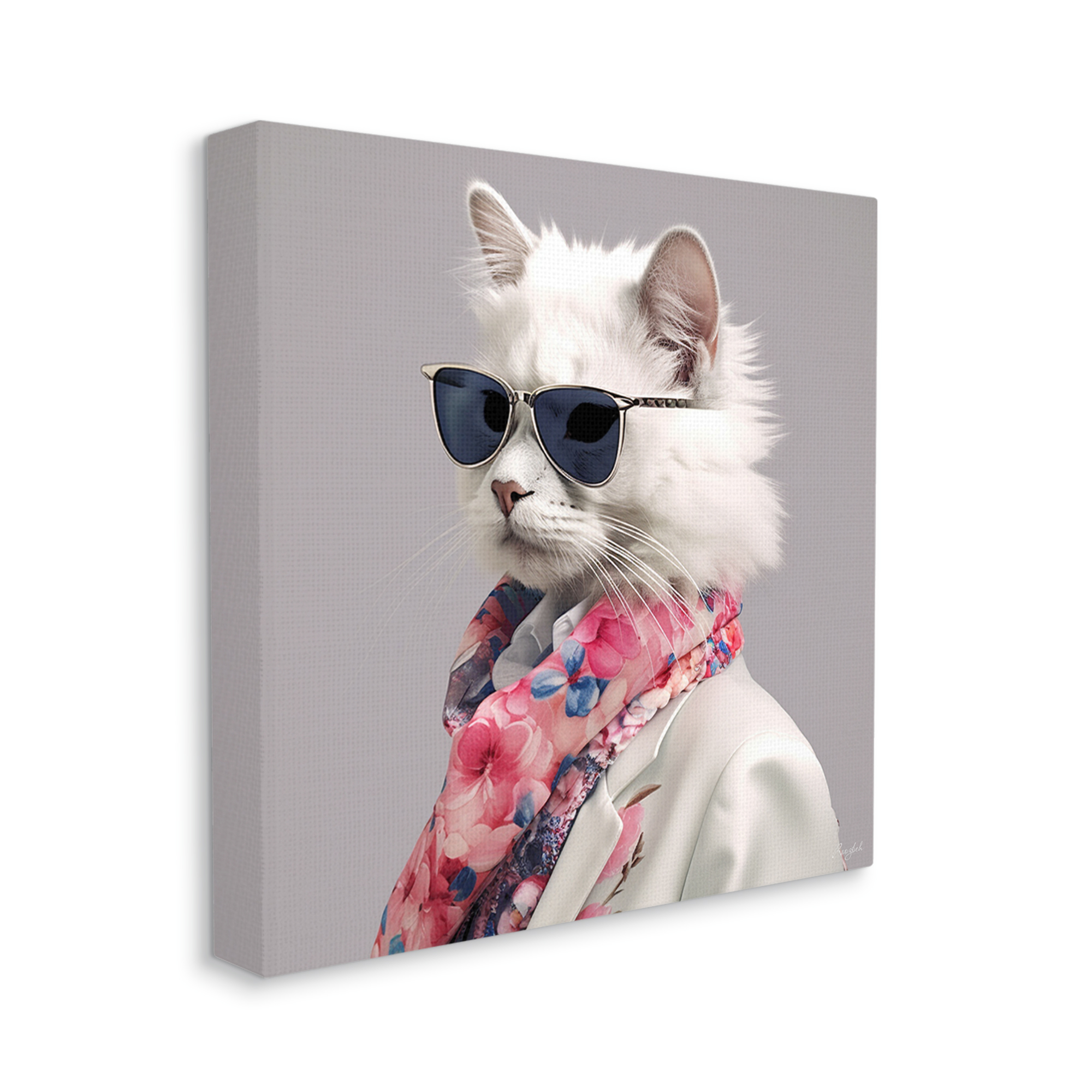 Stupell Industries Stylish Cat Fashion Animals & Insects Painting Gallery Wrapped Canvas Art Print Wall Art, 30 x 30