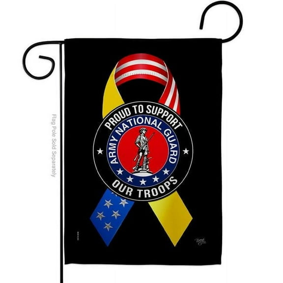 Breeze Decor G158658-BO 13 x 18.5 in. Support Army National Guard Troops Garden Flag with Armed Forces Double-Sided Decorative Vertical Flags House Decoration Banner Yard Gift