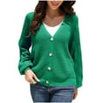 thumbnail image 2 of Suéter de mujer, abrigo, manga larga, cuello en V, color liso, tejido, cárdigan, chaqueta, blusa, 2 of 8