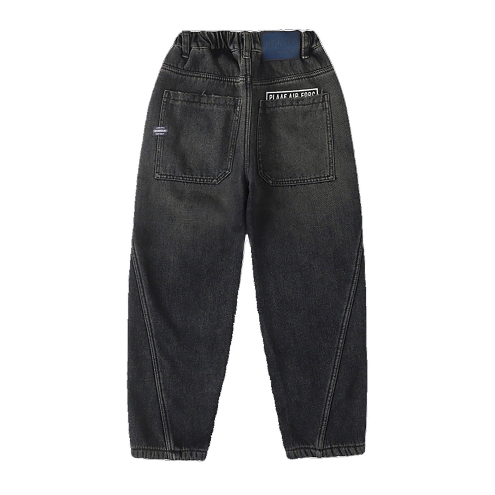 MUXiin Boys Baggy Jeans 4-5 Years Black,Wide Leg Elastic Waist